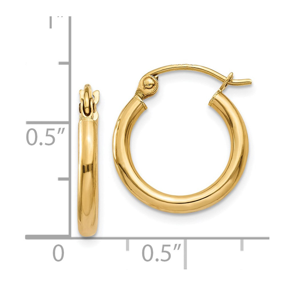 14k Yellow Gold 15 mm Lightweight Tube Hoop Earrings (0.84 grams)
