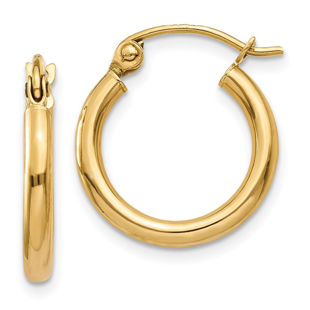 14k Yellow Gold 15 mm Lightweight Tube Hoop Earrings (0.84 grams)