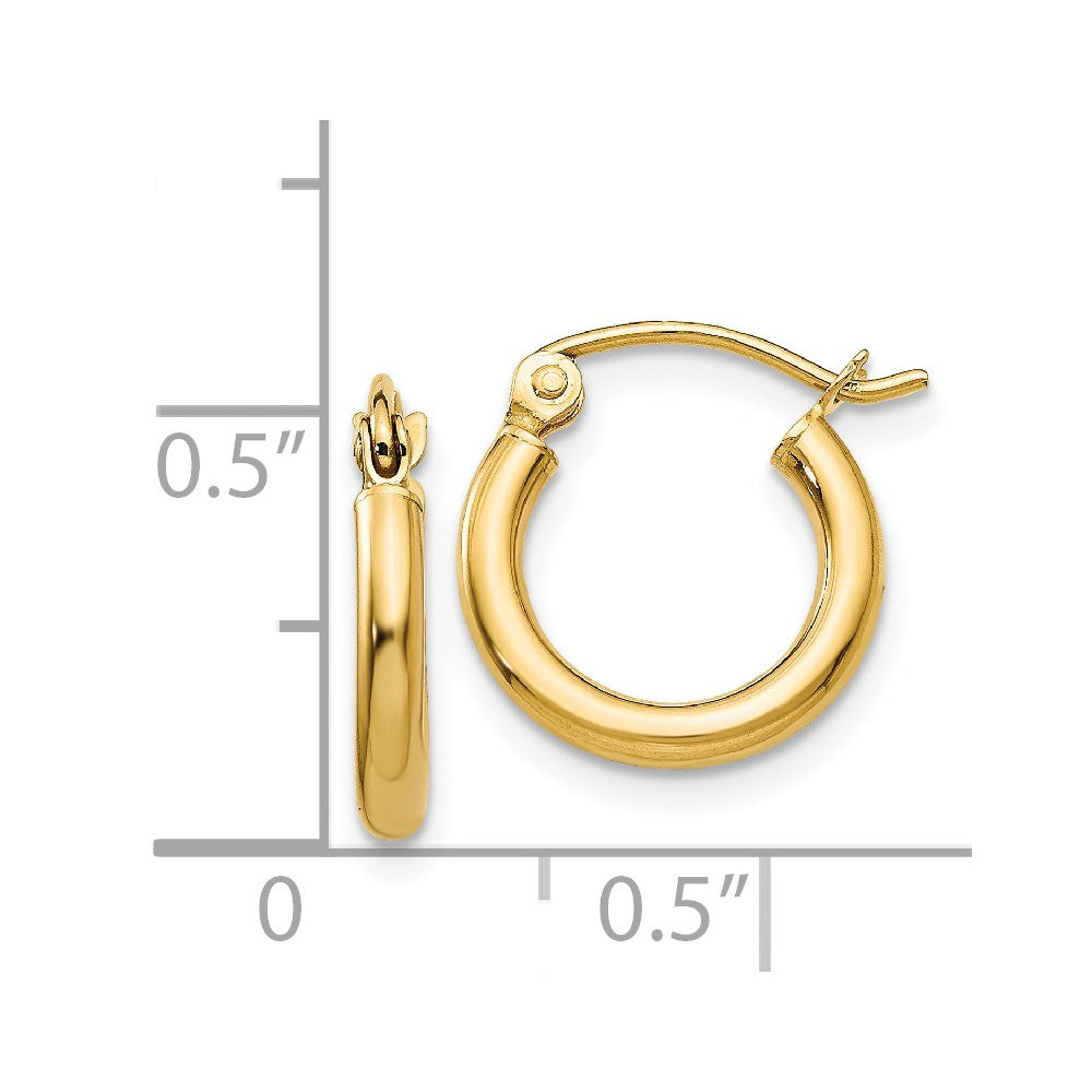 14k Yellow Gold 12 mm Tube Hoop Earrings (0.8 grams)