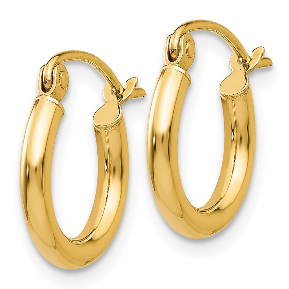 14k Yellow Gold 11.5 mm Lightweight Tube Hoop Earrings (0.74 grams)
