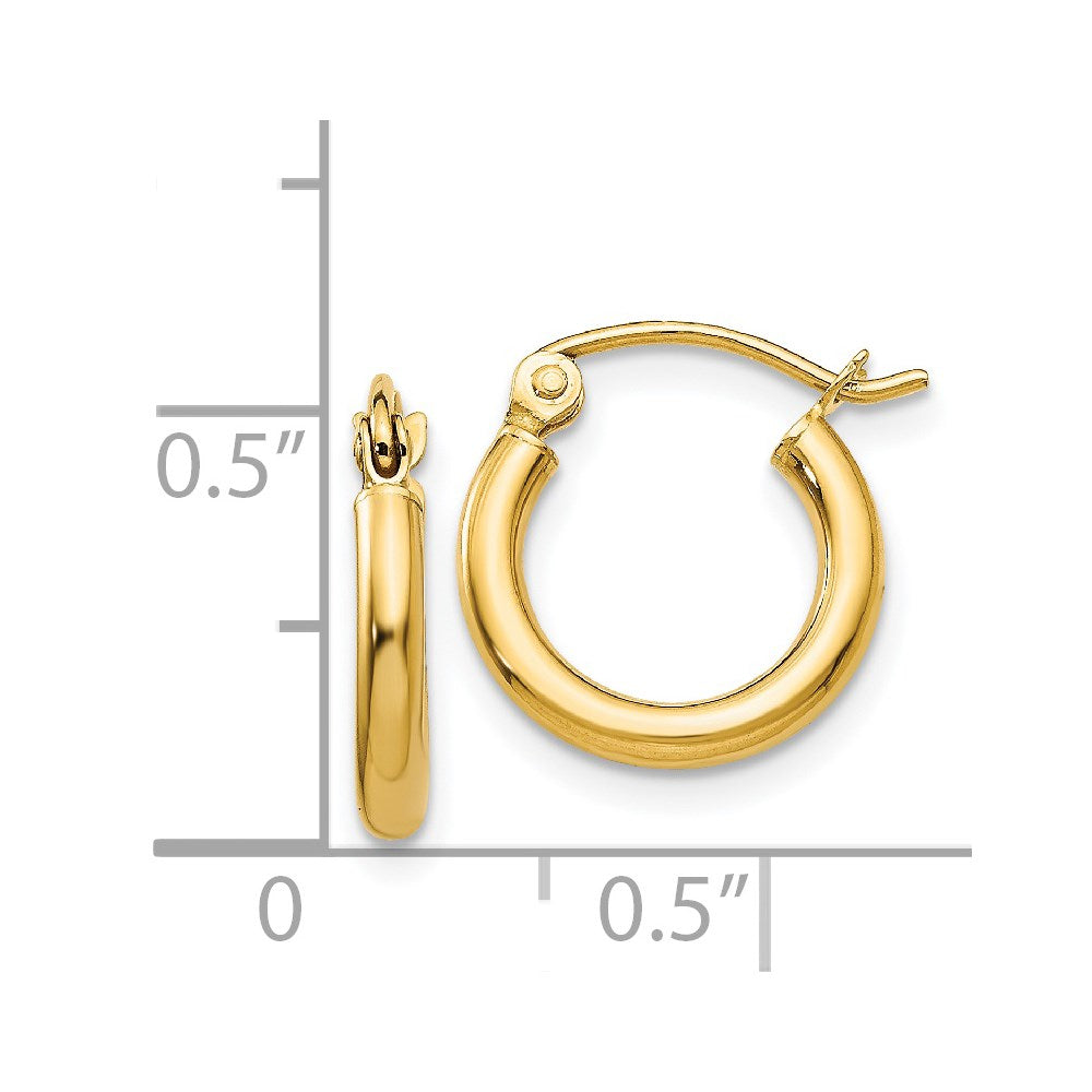 14k Yellow Gold 11.5 mm Lightweight Tube Hoop Earrings (0.74 grams)