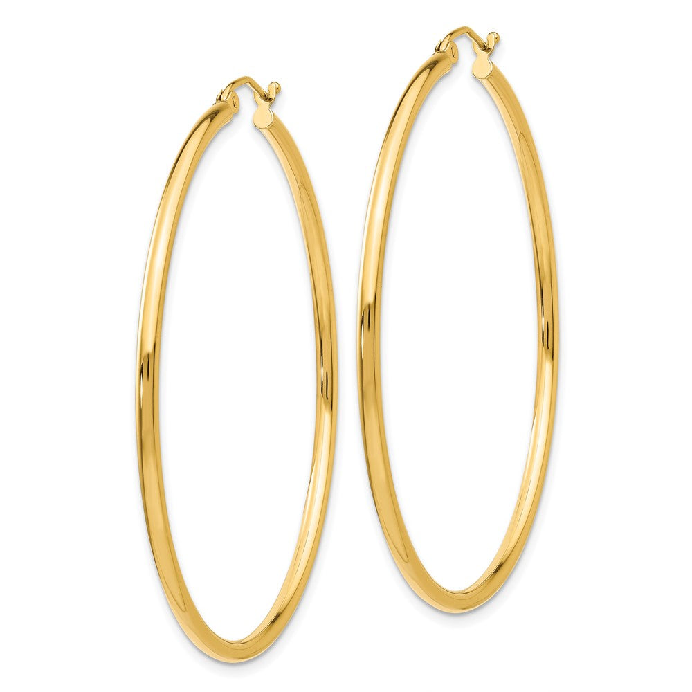 14k Yellow Gold 50.5 mm Lightweight Tube Hoop Earrings (2.65 grams)