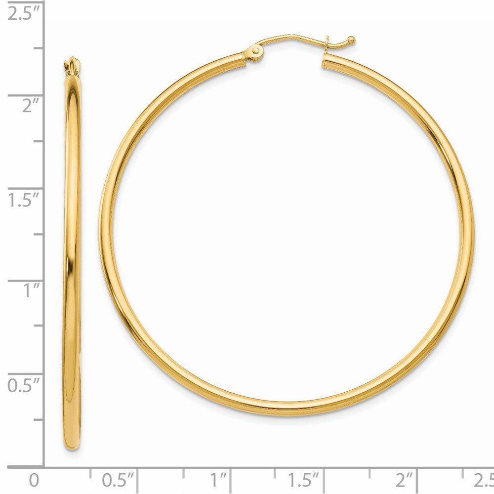 14k Yellow Gold 50.5 mm Lightweight Tube Hoop Earrings (2.65 grams)