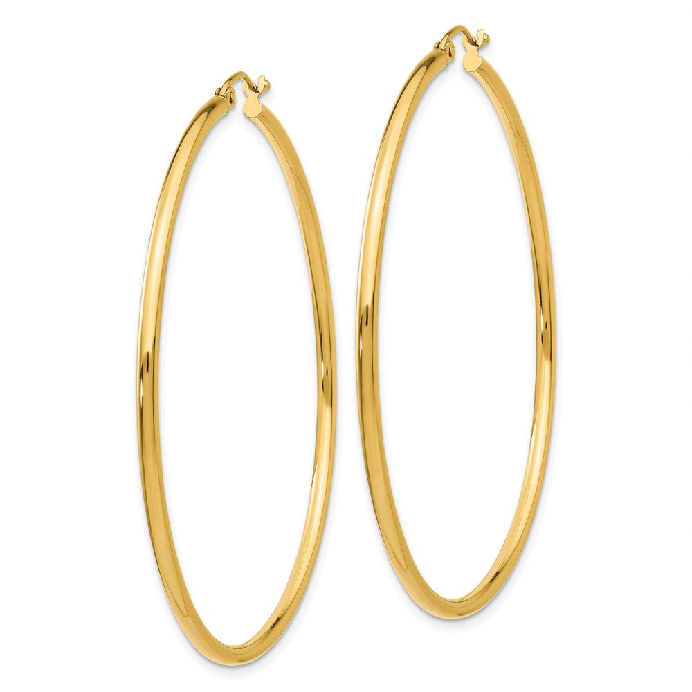 14k Yellow Gold 56 mm Lightweight Tube Hoop Earrings (2.77 grams)