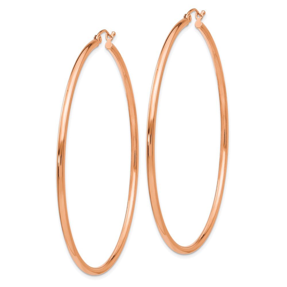 14k Rose Gold 60 mm Lightweight Tube Hoop Earrings (2.99 grams)
