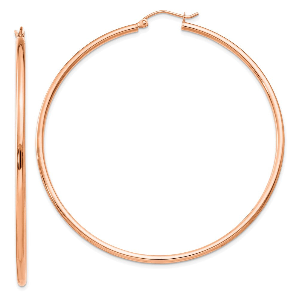14k Rose Gold 60 mm Lightweight Tube Hoop Earrings (2.99 grams)