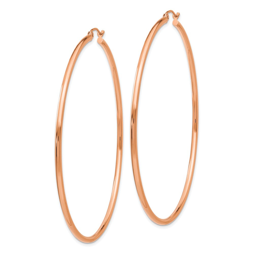 14k Rose Gold 68.75 mm Lightweight Tube Hoop Earrings (3.45 grams)