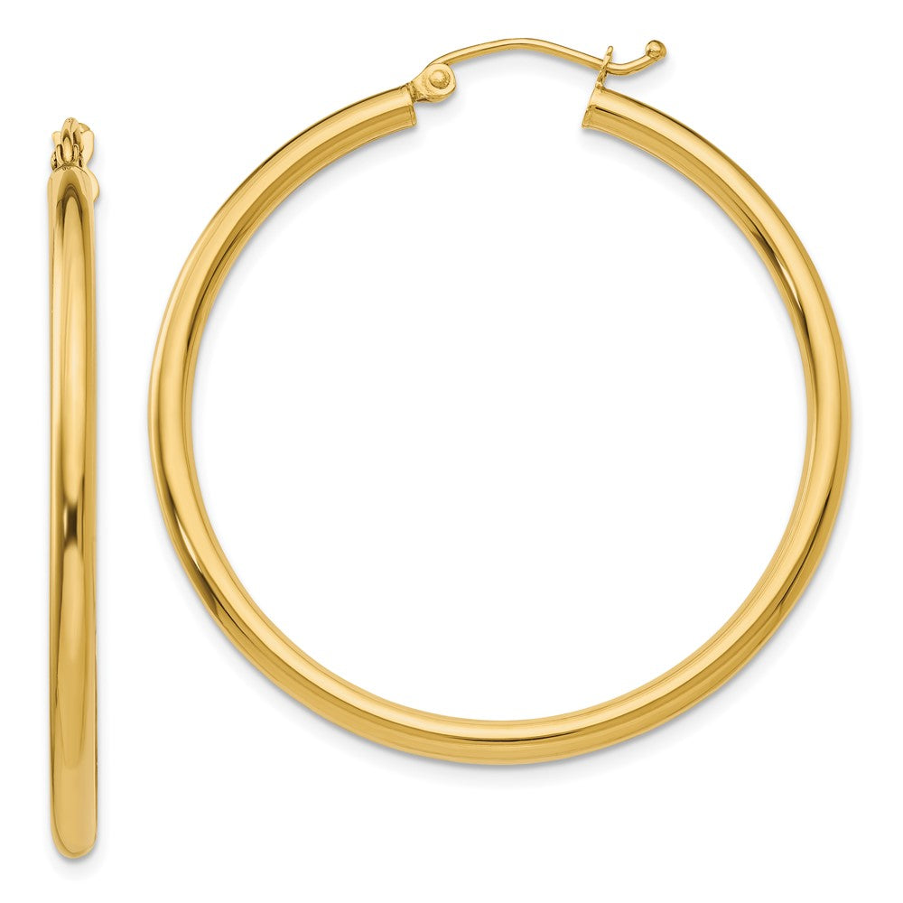 14k Yellow Gold 2.5 mm Tube Hoop Earrings (3.15 grams)