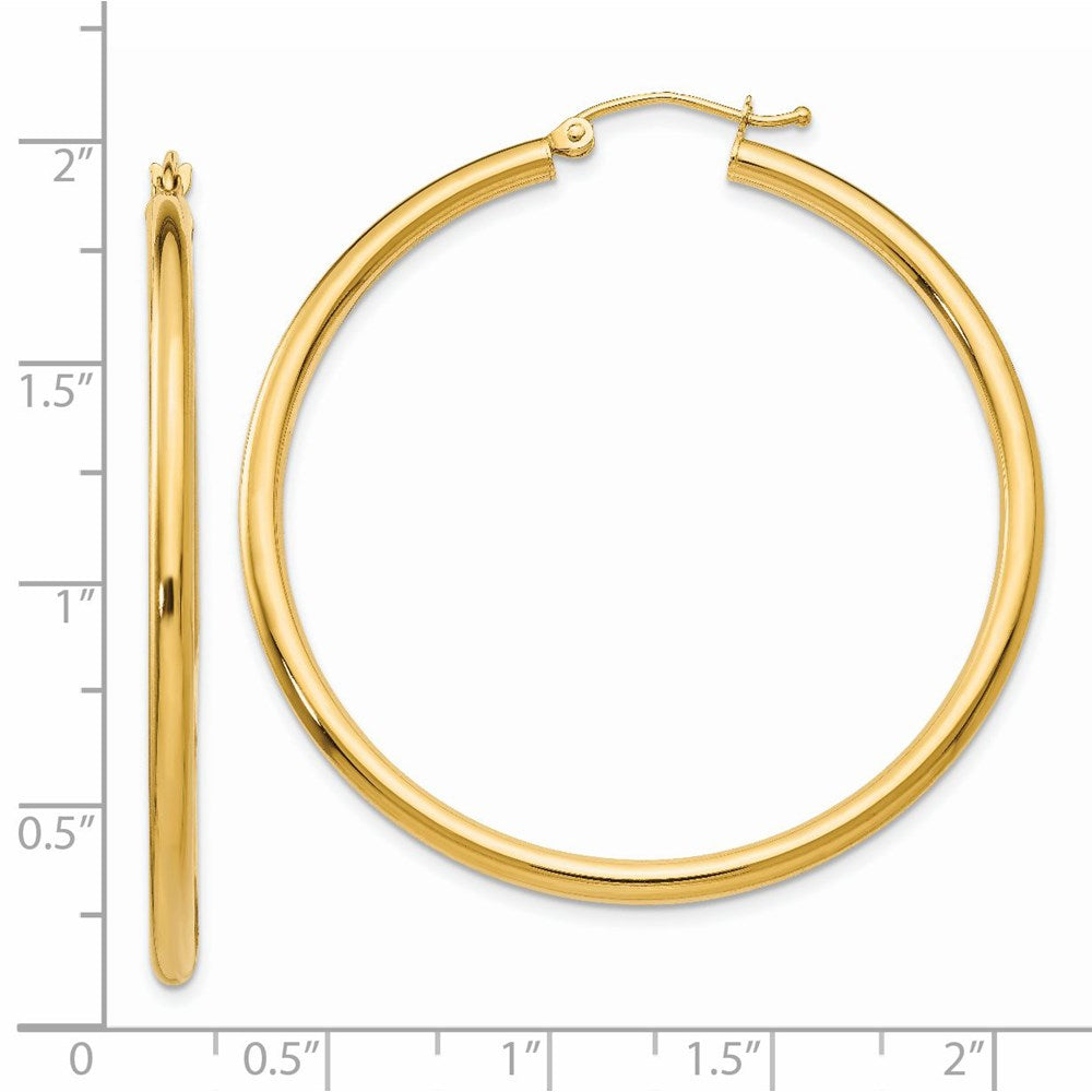 14k Yellow Gold 45 mm Lightweight Tube Hoop Earrings (2.94 grams)