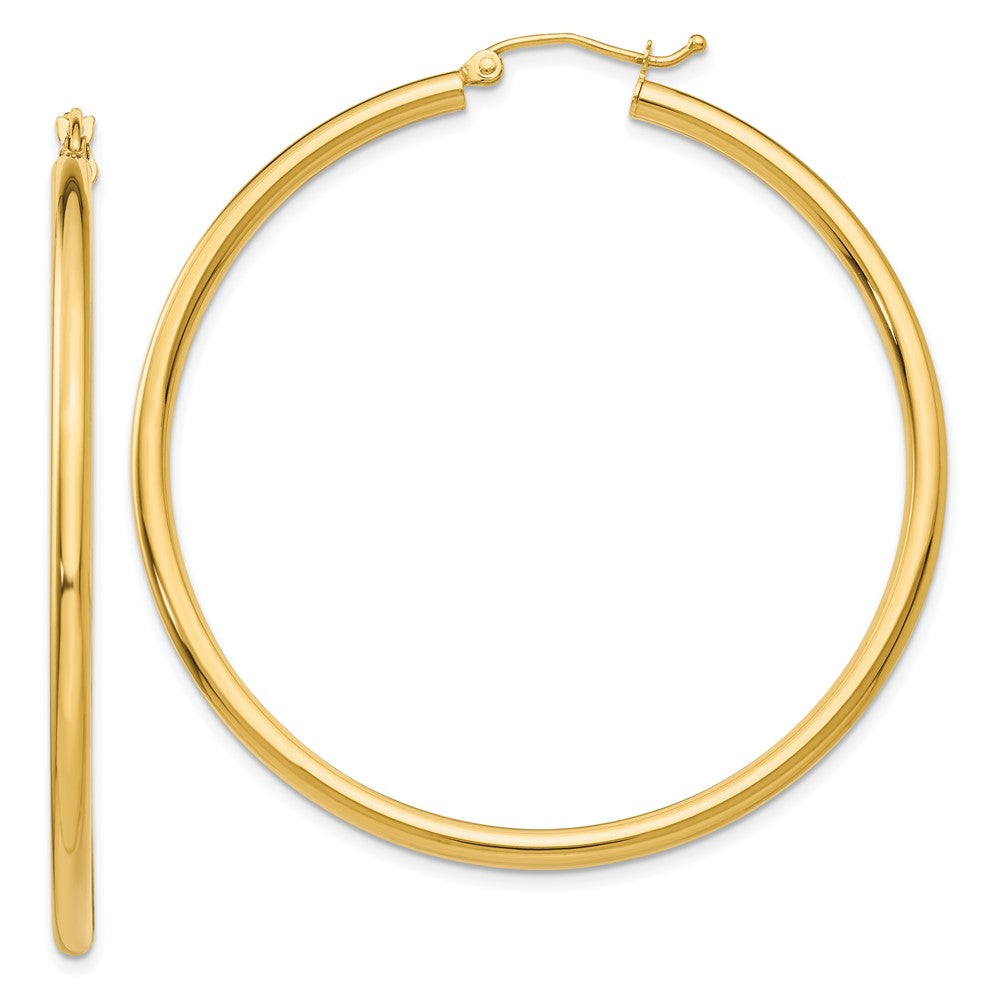 14k Yellow Gold 2.5 mm Tube Hoop Earrings (3.93 grams)