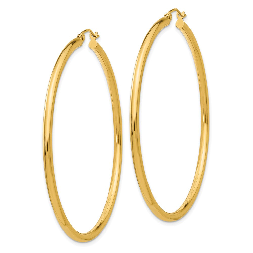 14k Yellow Gold 2.5 mm Tube Hoop Earrings (4.28 grams)