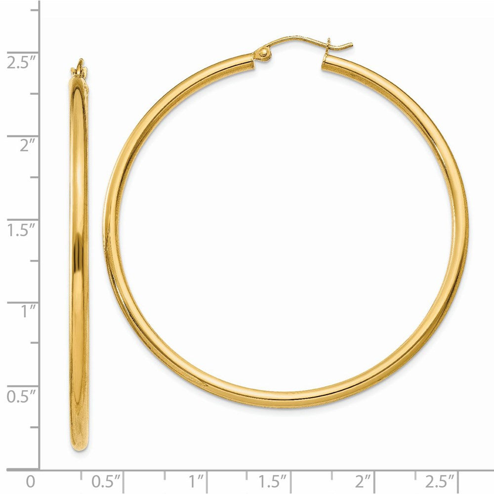 14k Yellow Gold 55 mm Lightweight Tube Hoop Earrings (3.36 grams)