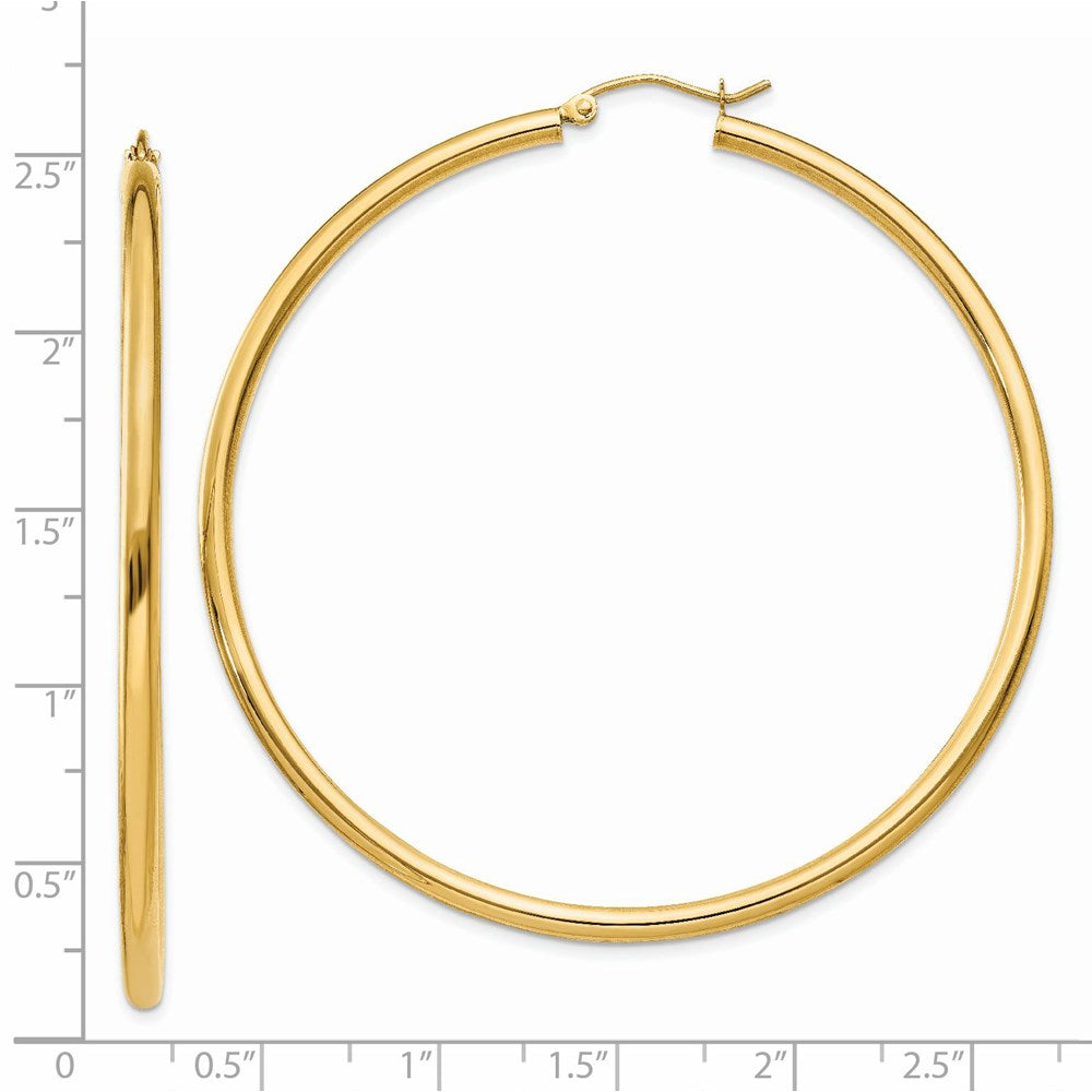 14k Yellow Gold 2.5 mm Tube Hoop Earrings (4.64 grams)