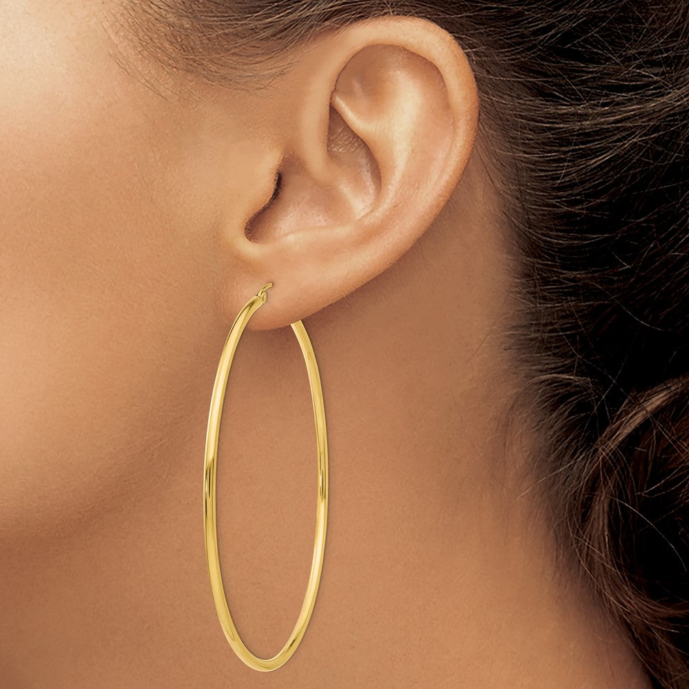 14k Yellow Gold 2.5 mm Lightweight Tube Hoop Earrings (4.26 grams)