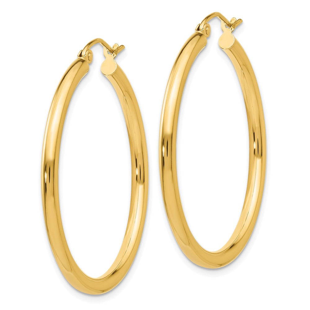 14k Yellow Gold 35.5 mm Lightweight Tube Hoop Earrings (2.29 grams)