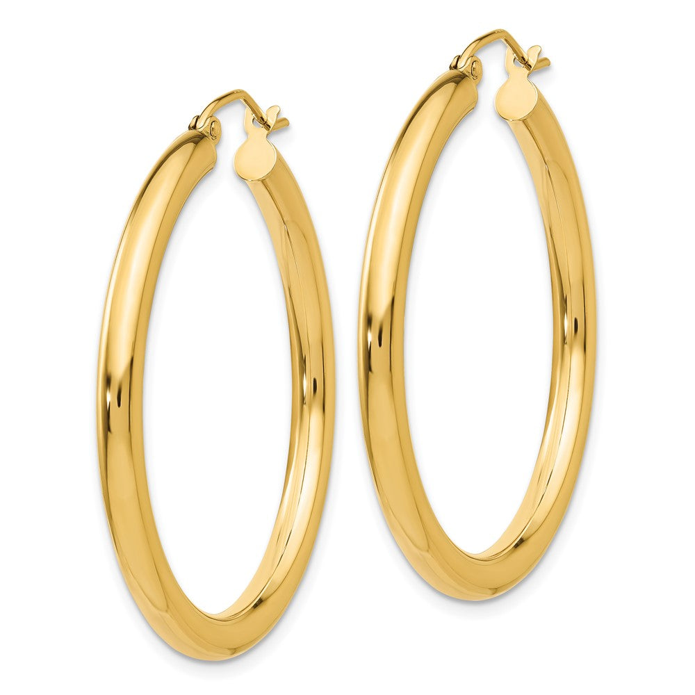 14k Yellow Gold 3 mm Tube Hoop Earrings (3.07 grams)