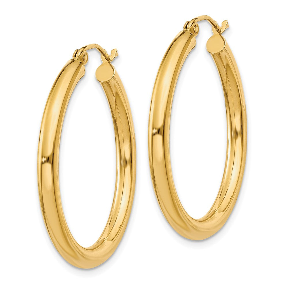14k Yellow Gold 3 mm Lightweight Tube Hoop Earrings (2.14 grams)