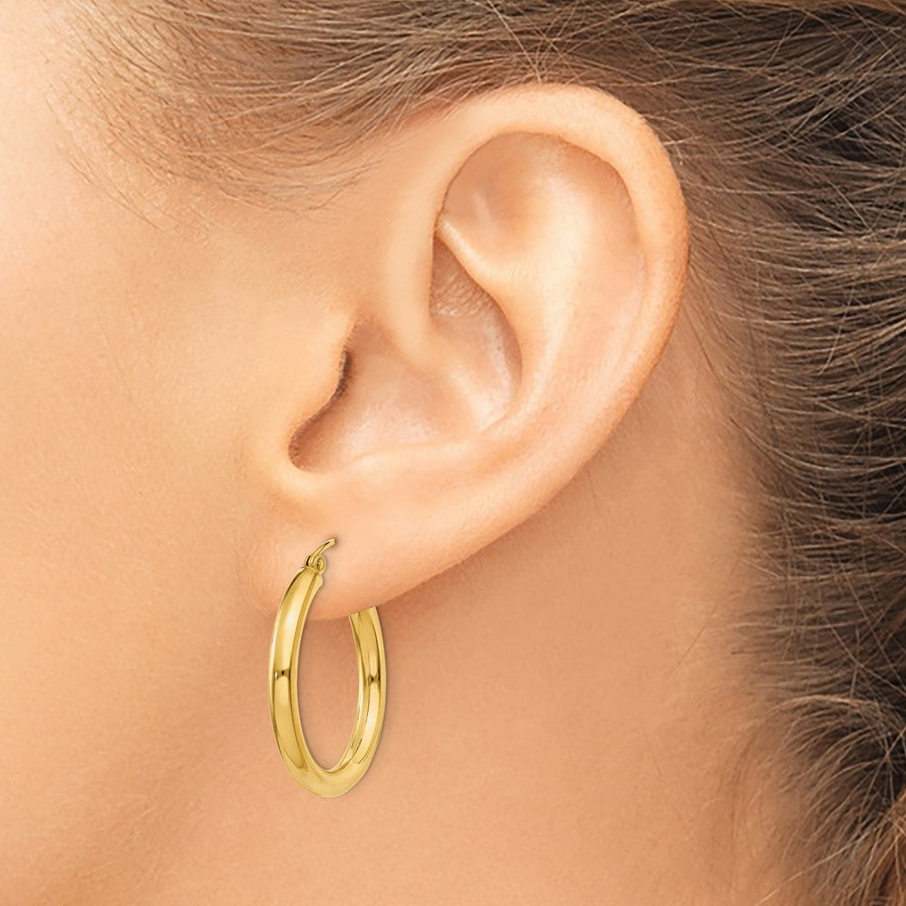 14k Yellow Gold 3 mm Lightweight Tube Hoop Earrings (1.72 grams)
