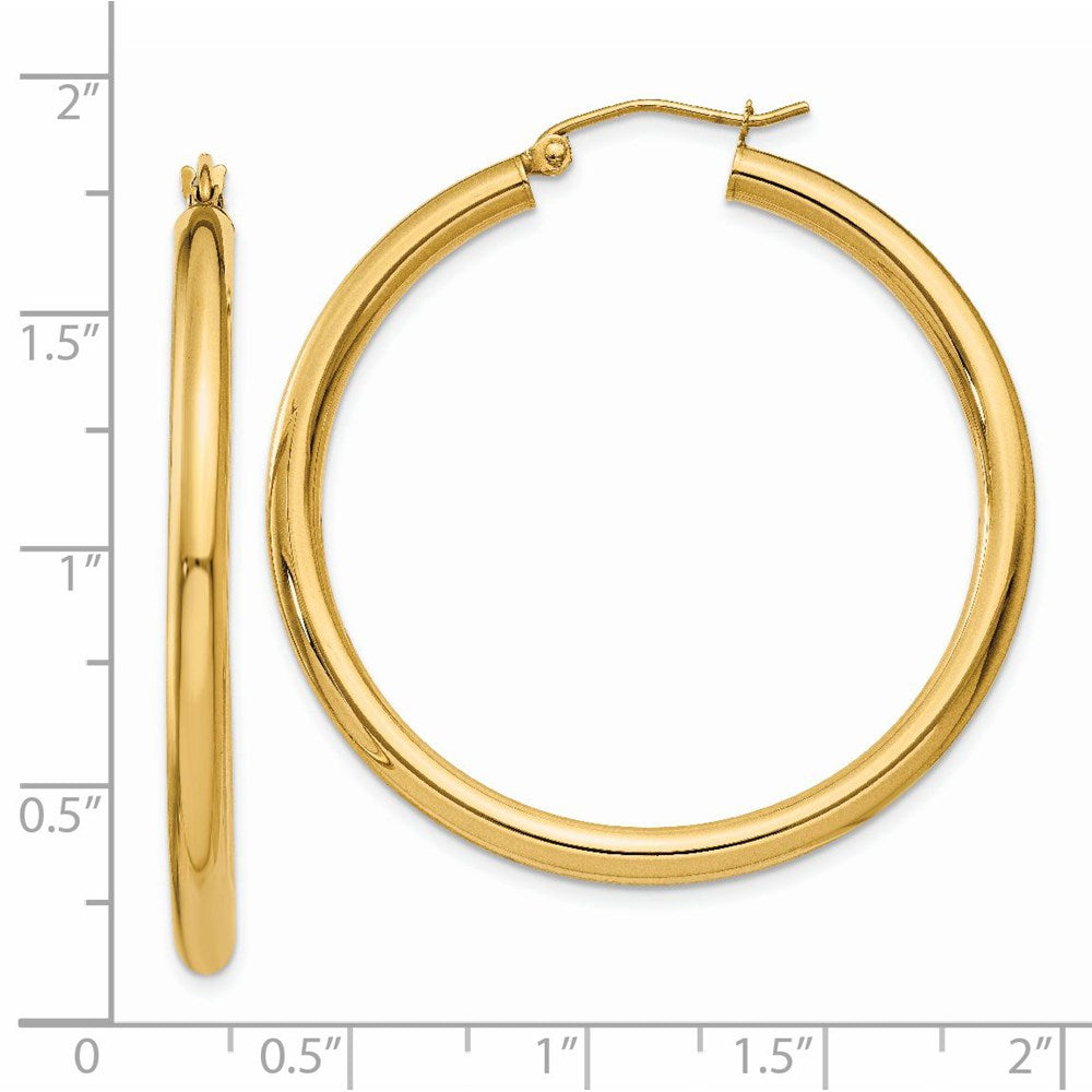 14k Yellow Gold 3 mm Lightweight Tube Hoop Earrings (3 grams)