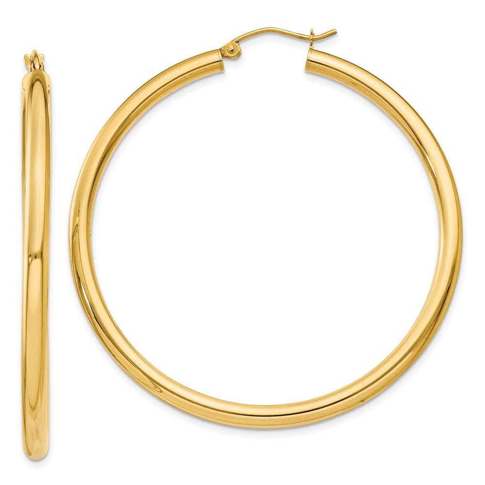14k Yellow Gold 3 mm Tube Hoop Earrings (4.26 grams)