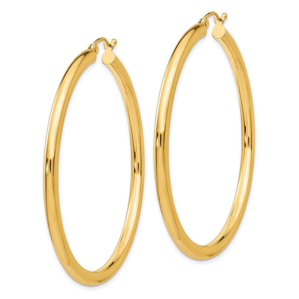 14k Yellow Gold 3 mm Lightweight Tube Hoop Earrings (3.64 grams)