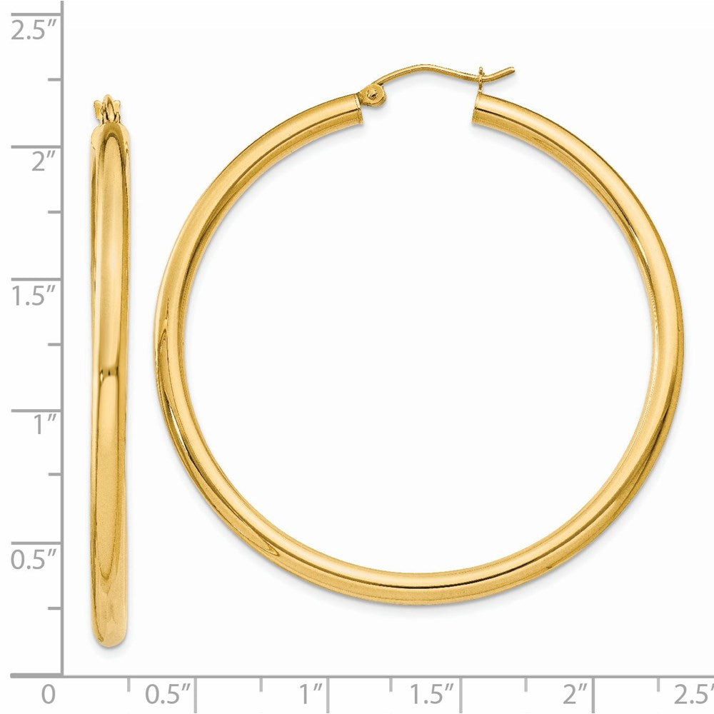 14k Yellow Gold 3 mm Lightweight Tube Hoop Earrings (3.64 grams)