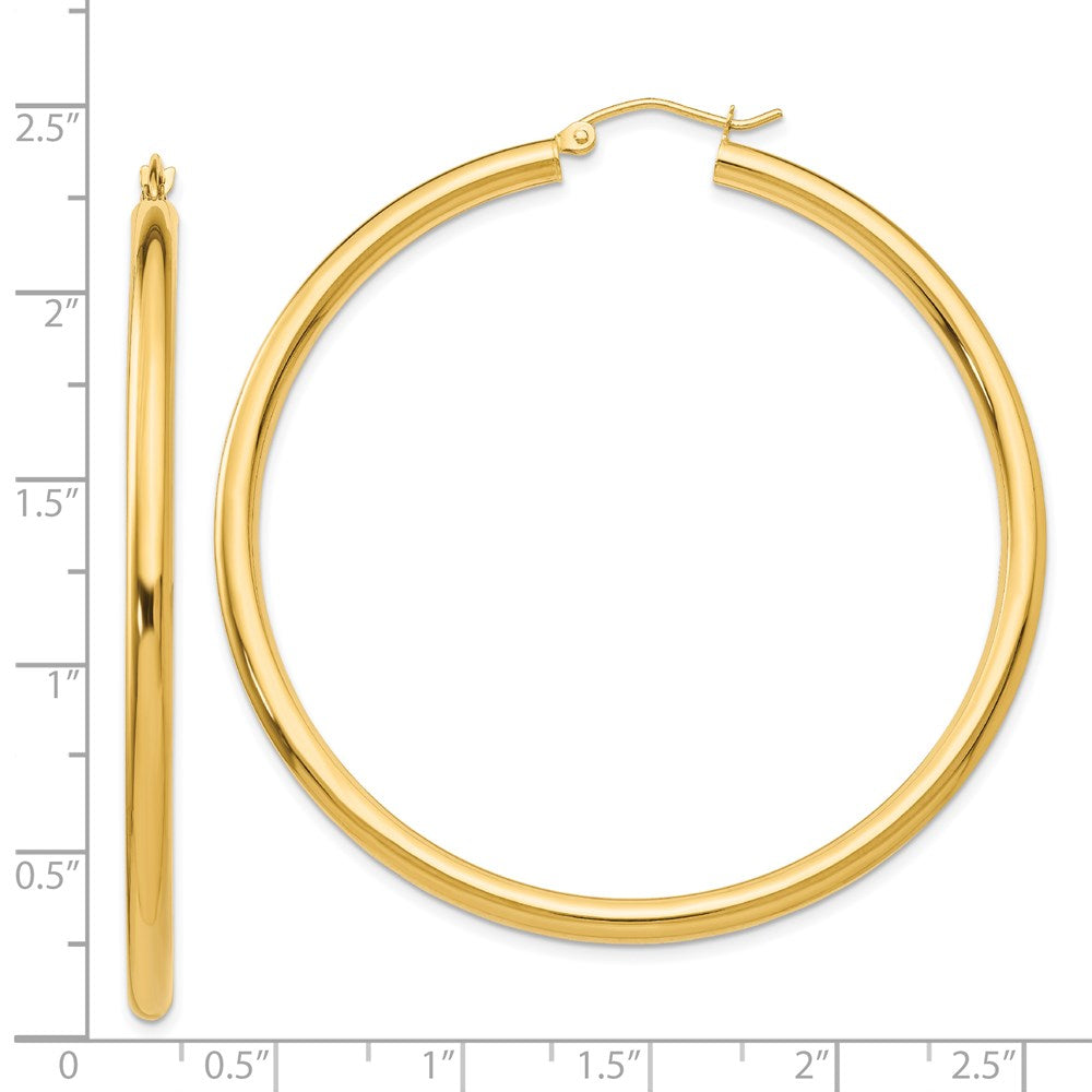 14k Yellow Gold 3 mm Tube Hoop Earrings (4.63 grams)