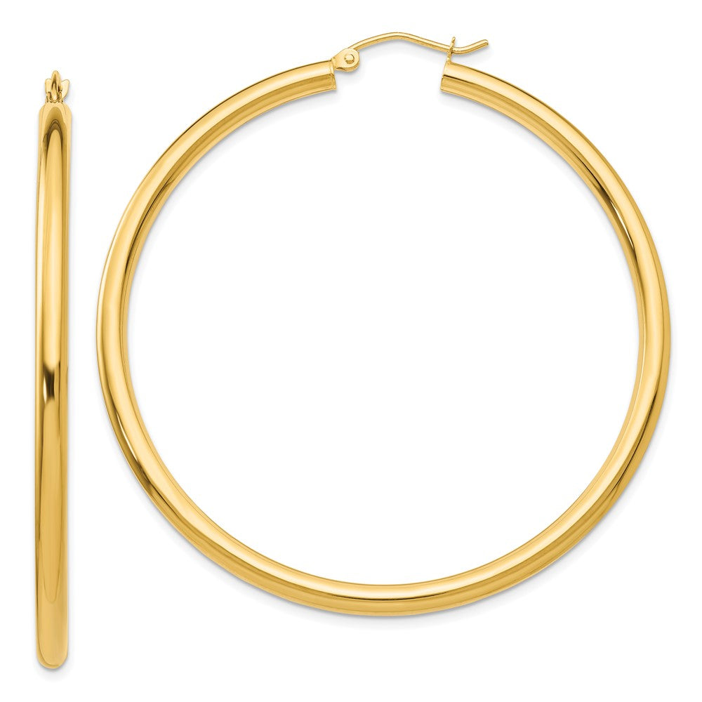 14k Yellow Gold 3 mm Tube Hoop Earrings (4.63 grams)