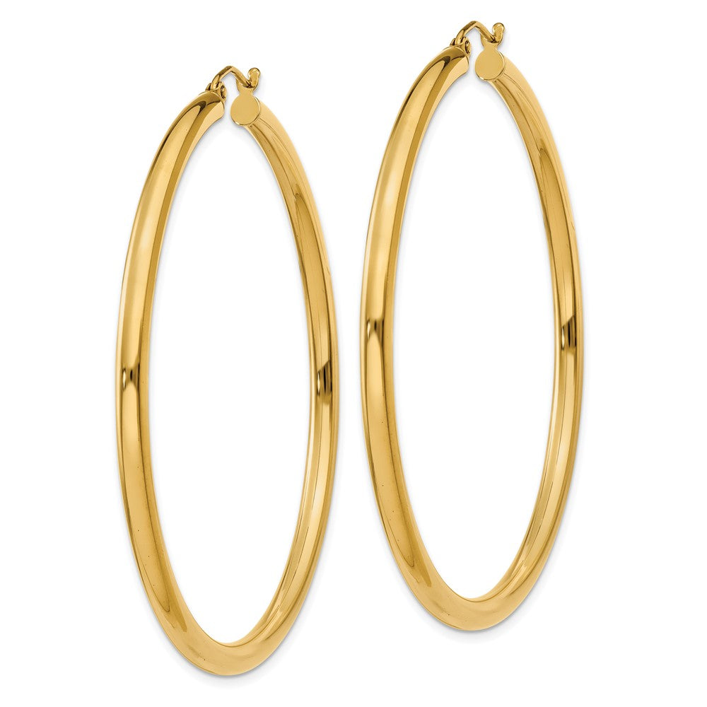 14k Yellow Gold 3 mm Lightweight Tube Hoop Earrings (3.97 grams)