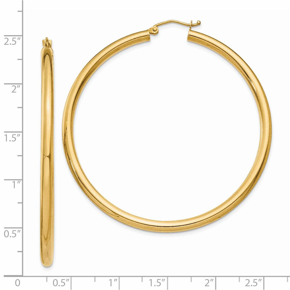 14k Yellow Gold 3 mm Lightweight Tube Hoop Earrings (3.97 grams)