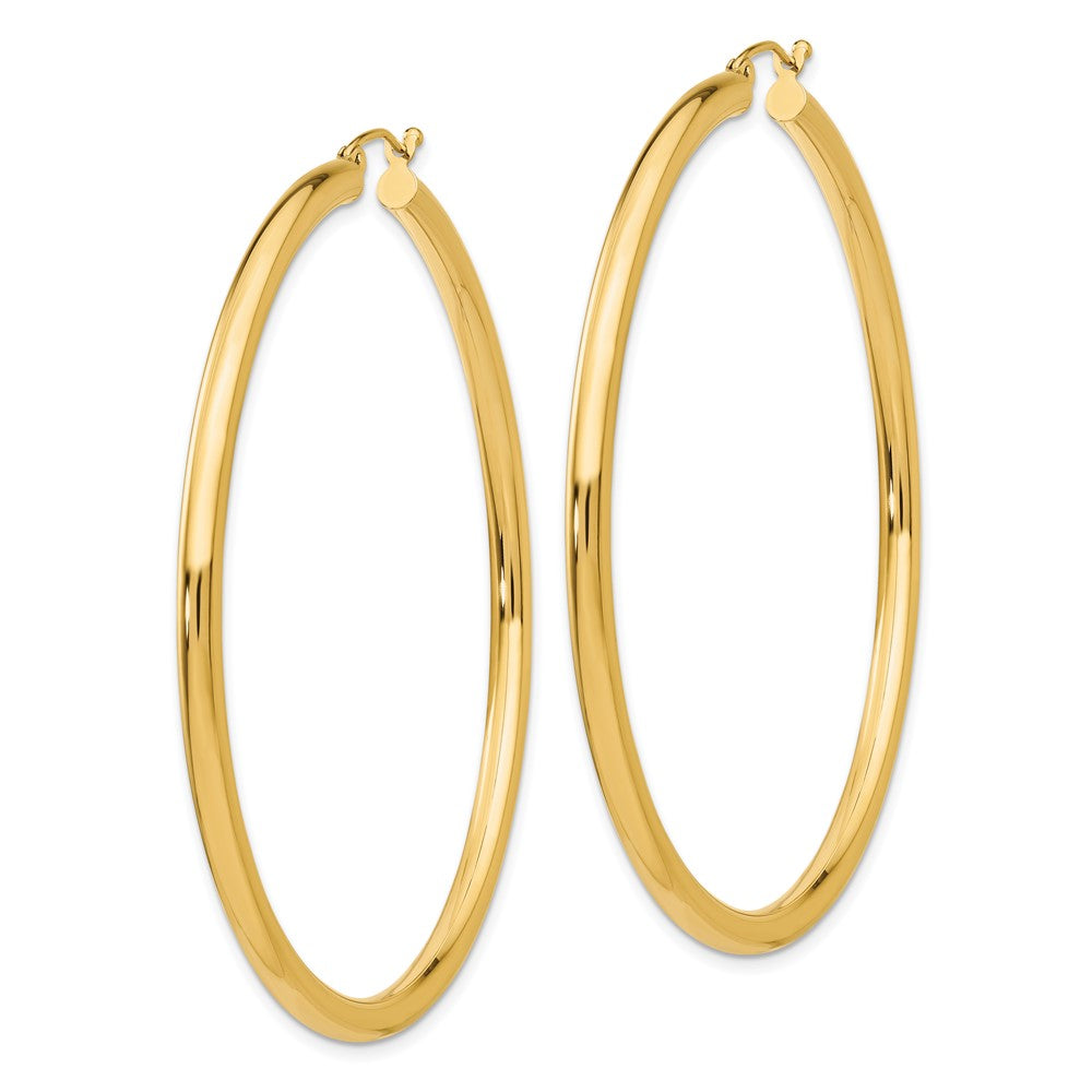 14k Yellow Gold 3 mm Tube Hoop Earrings (5.57 grams)