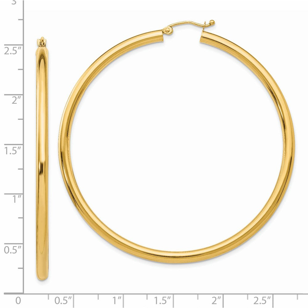 14k Yellow Gold 3 mm Tube Hoop Earrings (5.57 grams)
