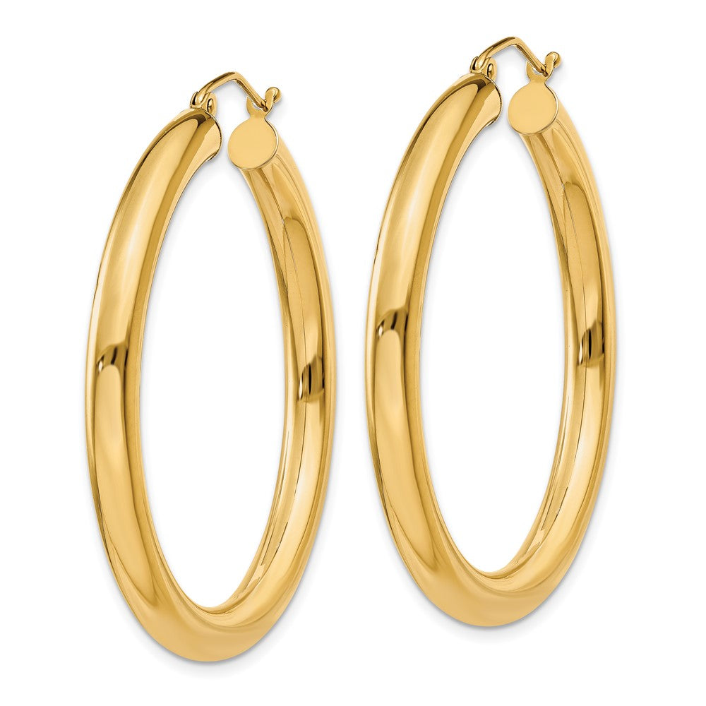 14k Yellow Gold 4 mm Tube Hoop Earrings (4.14 grams)