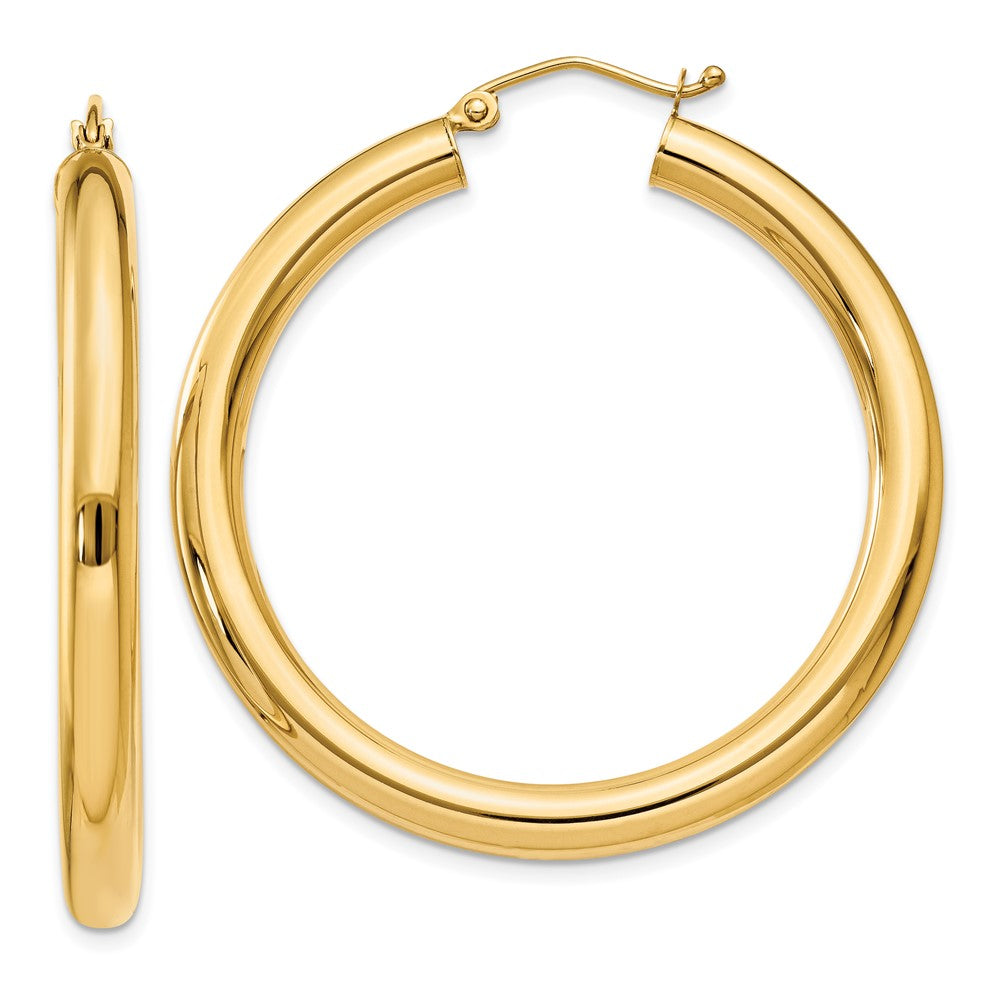14k Yellow Gold 4 mm Tube Hoop Earrings (4.14 grams)