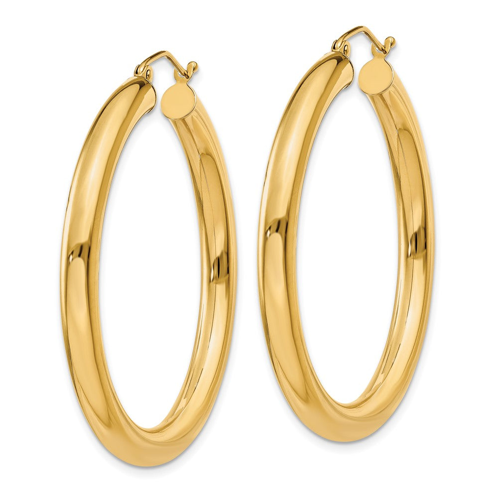 14k Yellow Gold 4 mm Lightweight Tube Hoop Earrings (3.52 grams)
