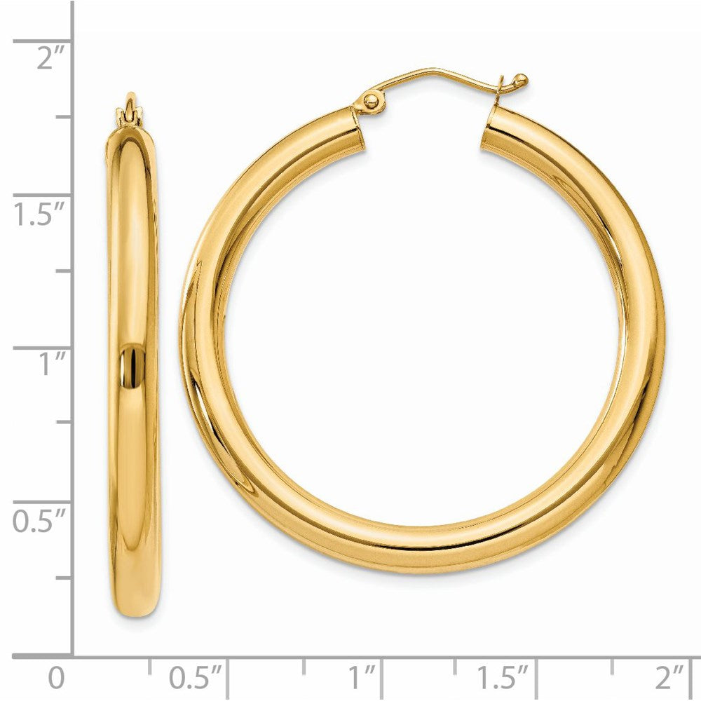 14k Yellow Gold 4 mm Lightweight Tube Hoop Earrings (3.52 grams)