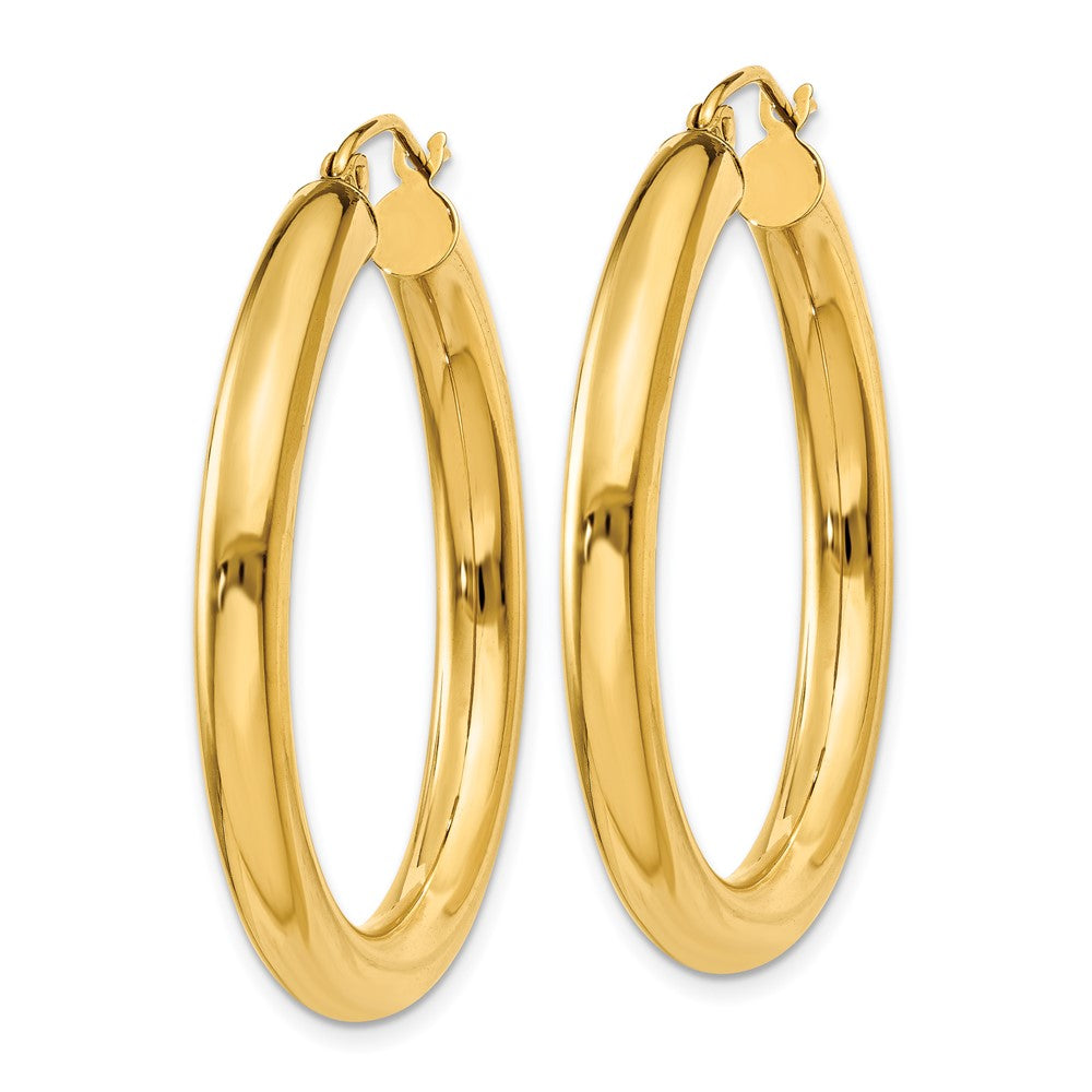 14k Yellow Gold 4 mm Tube Hoop Earrings (3.6 grams)