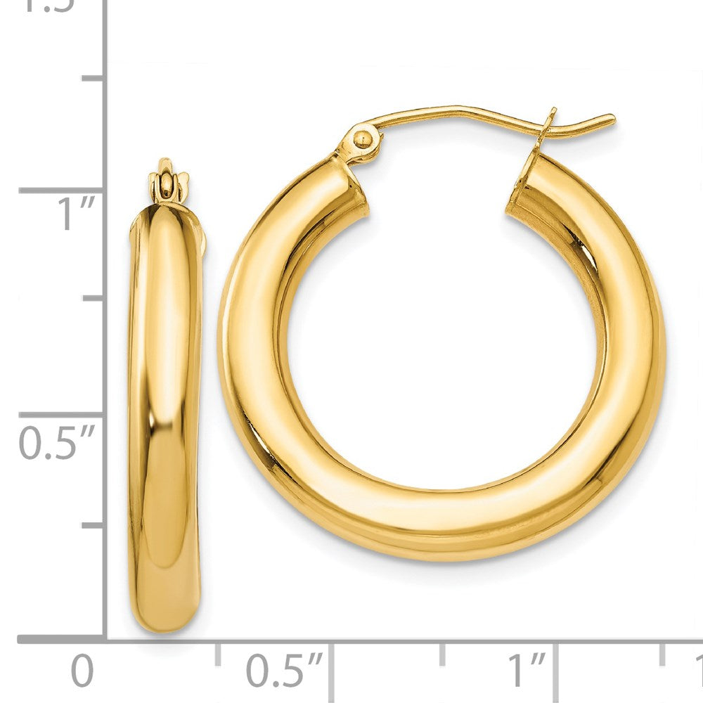 14k Yellow Gold 4 mm Lightweight Tube Hoop Earrings (2.14 grams)