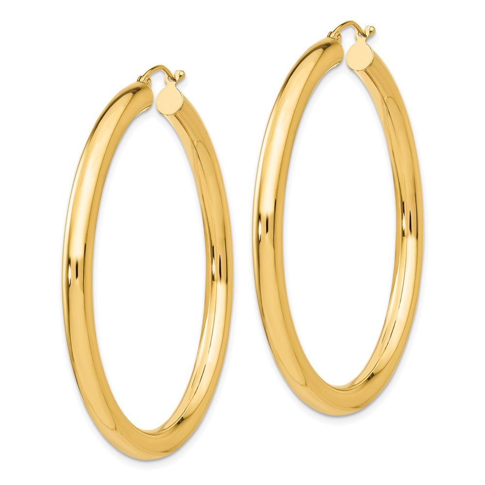 14k Yellow Gold 4 mm Lightweight Tube Hoop Earrings (4.44 grams)