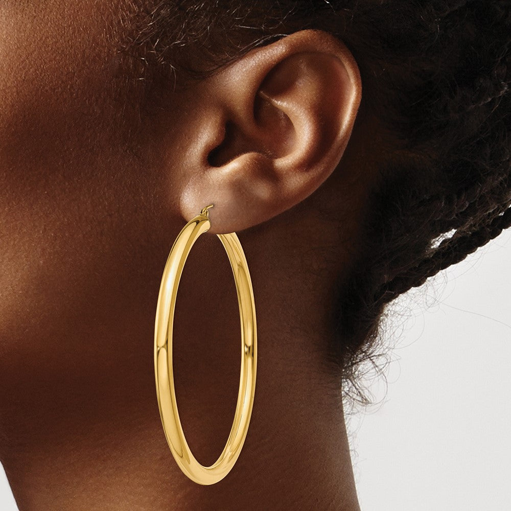 14k Yellow Gold 4 mm Tube Hoop Earrings (6.67 grams)