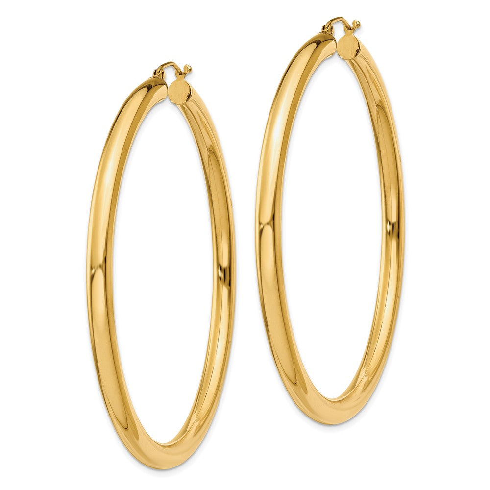 14k Yellow Gold 4 mm Lightweight Tube Hoop Earrings (5.26 grams)