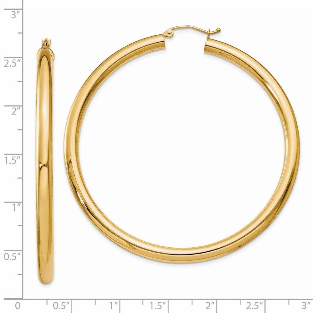 14k Yellow Gold 4 mm Lightweight Tube Hoop Earrings (5.26 grams)