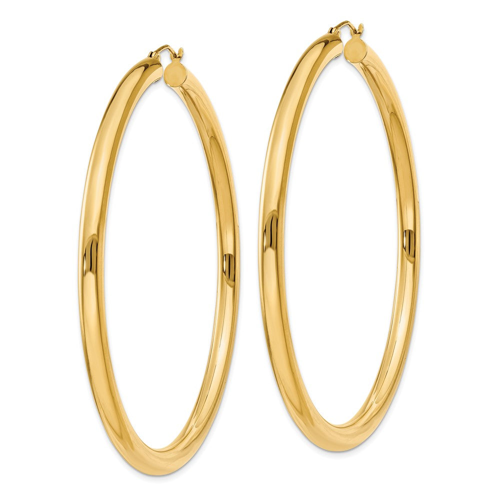 14k Yellow Gold 4 mm Tube Hoop Earrings (7.27 grams)