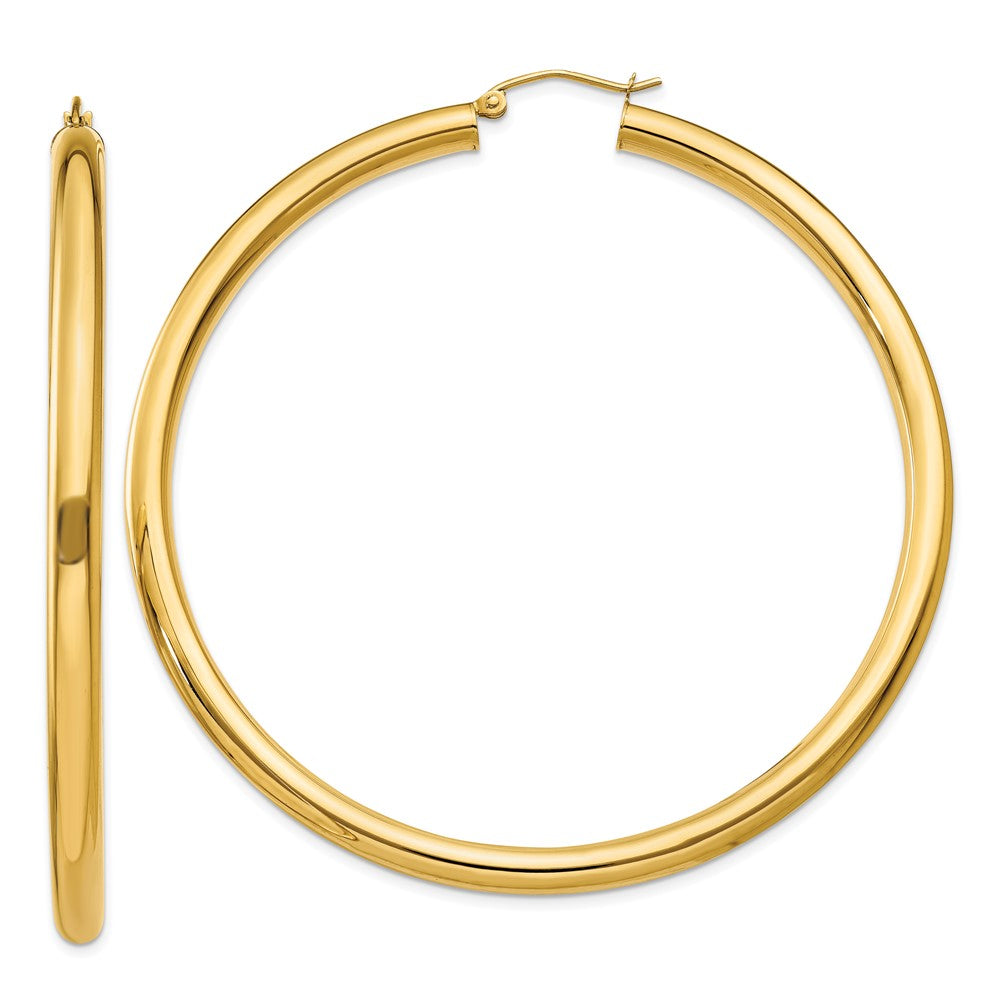 14k Yellow Gold 4 mm Tube Hoop Earrings (7.27 grams)