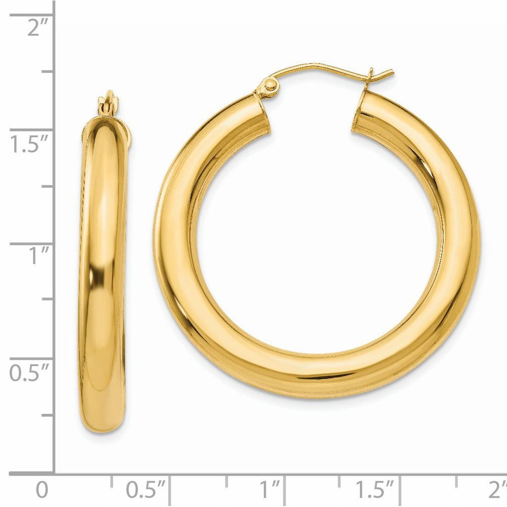 14k Yellow Gold 5 mm Tube Hoop Earrings (5.68 grams)