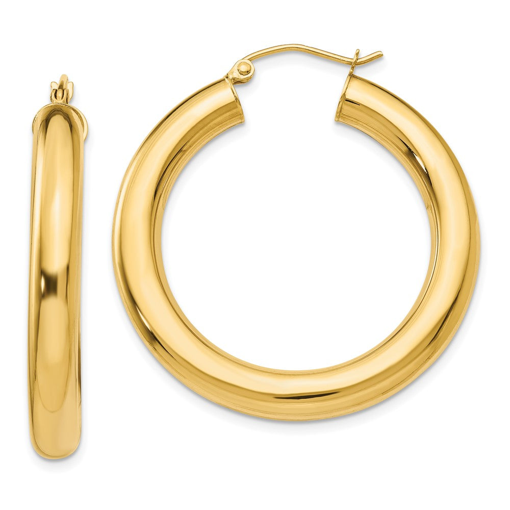 14k Yellow Gold 5 mm Tube Hoop Earrings (5.68 grams)