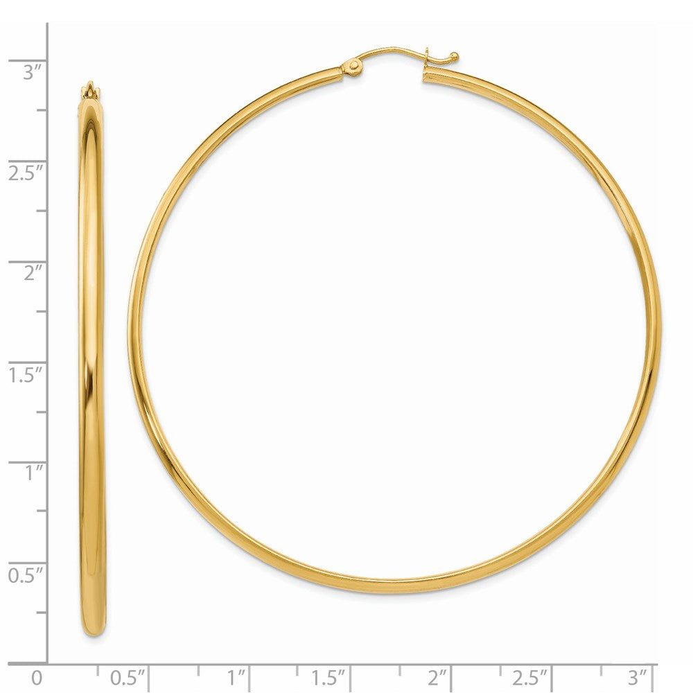 14k Yellow Gold 2.75 mm Polished Hoop Earring (4.69 grams)