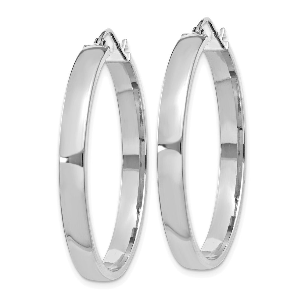 14k White Gold 35 mm Polished Hoop Earring (3.28 grams)