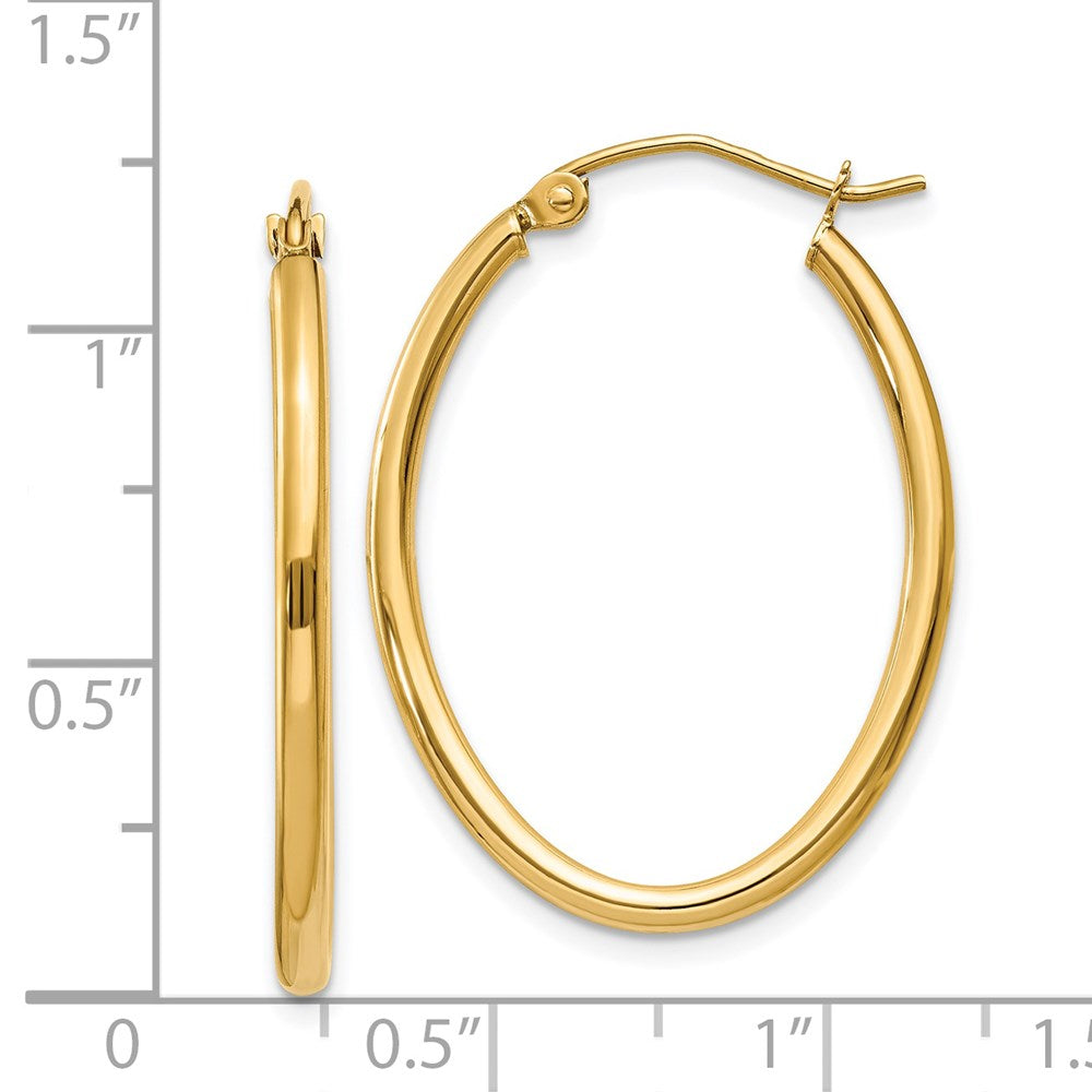 14k Yellow Gold 21.5 mm Oval Polished Hoop Earring (1.55 grams)