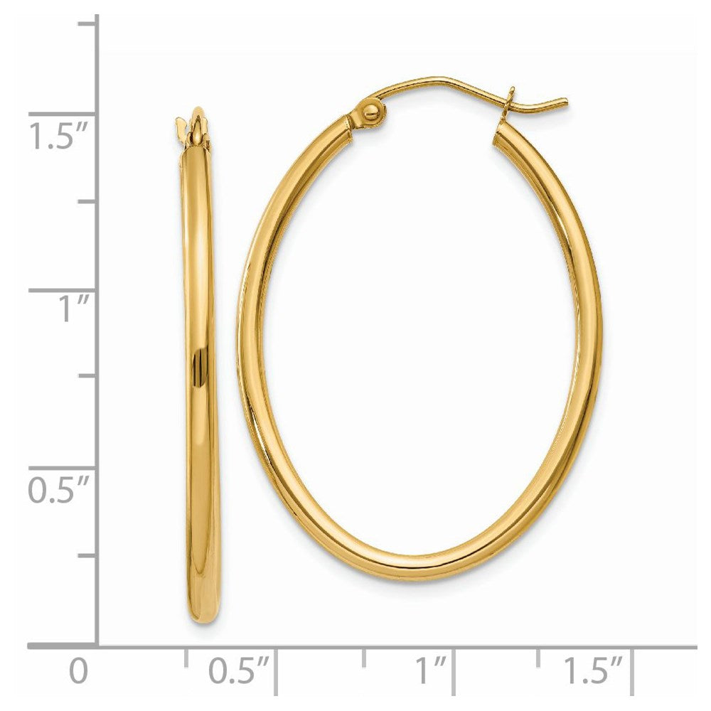 14k Yellow Gold 25.5 mm Oval Polished Hoop Earring (1.69 grams)